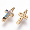 Brass Micro Pave Cubic Zirconia Tiny Cross Charms ZIRC-L075-48G-2