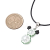 Glass Seed Beads & Glass Pearl Round Beaded Bear Pendant Waxed Cotton Cord Necklaces for Women Men NJEW-MZ00126-04-3