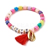 Word Love Beads Stretch Bracelet for Girl Women BJEW-JB07208-01-1