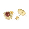 Natural Carnelian Stud Earrings EJEW-K288-01G-06-2