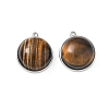 304 Stainless Steel & Natural Tiger Eye Pendants SA-CBA11D7-03P-1