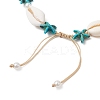 Natural Cowrie Shell & Starfish Dyed Synthetic Turquoise & Round Imitation Pearl Braided Bead Bracelet Making AJEW-JB01532-4