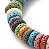 Dyed Natural Lava Rock Disc Beads Stretch Bracelet BJEW-JB07120-5