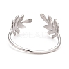 Non-Tarnish 304 Stainless Steel Leaf Open Cuff Ring for Women RJEW-C025-24P-2