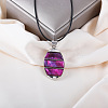 Oval Alloy Pave Dyed Natural Shell Pendant Necklaces FS-WGA0329-02-1