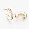 Brass Micro Pave Clear Cubic Zirconia Half Hoop Earrings EJEW-L231-64E-2
