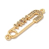 Mother's Day Brass Micro Pave Clear Cubic Zirconia Connector Charms KK-K378-14G-2