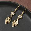 304 Stainless Steel Rhombus Dangle Earrings EJEW-Z129-12G-02-2