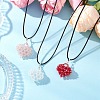 3Pcs 3 Colors Electroplated Glass Beaded Heart Pendant Black Waxed Cotton Cord Necklaces for Women NJEW-MZ00120-1