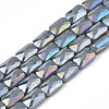 Electroplate Opaque Solid Color Glass Beads Strands X-EGLA-N002-25-A09-1