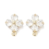 Brass Micro Pave Cubic Zirconia Stud Earring Findings LS-KK-Z094-07G-2