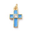 Cubic Zirconia Tiny Cross Charms KK-G363-03G-04-1