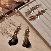 2Pairs 2 Styles Alloy Feather Dangle Earrings EJEW-UN0006-97-4