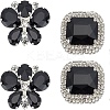 2 Pairs 2 Style Butterfly & Rectangle Glass Rhinestone Shoe Decoration AJEW-AR0001-82-1