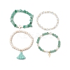 4Pcs 4 Styles Natural Gemstone Beads Stretch Bracelets BJEW-JB11596-6