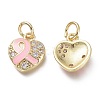 Brass Micro Pave Clear Cubic Zirconia Pendants KK-P188-M01-2