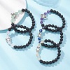 Natural Lava Rock & Mixed Gemstone Beads Stretch Bracelets BJEW-JB12869-1