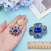 2Pcs 2 Styles Oval & Flower Alloy Rhinestone Lapel Pins for Backpack Clothes JEWB-AR0001-22-3