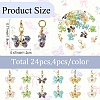 24Pcs 6 Styles Electroplate Glass with Brass Pendants PALLOY-YW00208-2