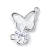 Brass Micro Pave Cubic Zirconia and Glass Connector Charms KK-F892-48P-2