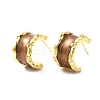 Brass Enamel Stud Earrings EJEW-B120-01G-03-2