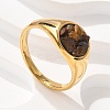 Round Natural Tiger Eye Chips Finger Rings RJEW-D303-03G-04-2