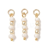 Natural Cultured Freshwater Pearl Potato with Round Electroplate Synthetic Non-magnetic Hematite Pendants PALLOY-JF04853-02-1