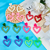 9 Pairs 9 Style Hollow Heart Acrylic Dangle Stud Earrings for Woman EJEW-AN0004-09-7