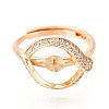 Brass Micro Pave Clear Cubic Zirconia Adjustable Ring Settings KK-T076-77G-2