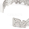 Non-Tarnish 304 Stainless Steel Hollow Flower Open Cuff Bangles for Women LS-BJEW-K241-03B-P-3