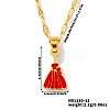 304 Stainless Steel Enamel Halloween Broom Pendant Dapped Chain Necklaces LP1406-3