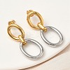 304 Stainless Steel Two Tone Oval Dangle Stud Earrings EJEW-K268-66GP-1
