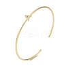 Rack Plating Brass Micro Pave Clear Cubic Zirconia Letter Open Cuff Bangles BJEW-A018-01G-A-1