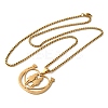 Horse Shoes with Couple 201 Stainless Steel Pendant Necklaces for Women and Men NJEW-F324-04G-2