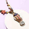 Ceramic Fish Pendant Adjustable Waxed Cord Necklaces for Women LS-NJEW-B146-03-3