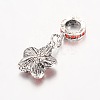 Flower Antique Silver Plated Alloy Rhinestone European Dangle Charms MPDL-K013-M-3