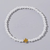 Cross Fashionable Imitation Pearl Bead Stretch Bracelets for Women BC8772-2-1