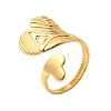 304 Stainless Steel Heart Cuff Rings for Women RJEW-Z110-02G-4