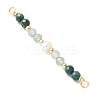 Faceted Round Natural Green Aventurinee & Malachite & Potato Natural Cultured Freshwater Pearl Beaded Connector Charms PALLOY-JF03531-03-2