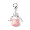 Heart Angel Acrylic & Glass Pearl Pendant Decoration HJEW-JM02366-4