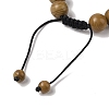 10mm Round Natural Wood Lace Stone Braided Bead Bracelets BJEW-C067-01C-17-2