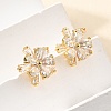 Flower Brass Micro Pave Clear Cubic Zirconia Stud Earrings & Pendant Necklaces Sets SJEW-Z002-04G-3