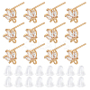 DICOSMETIC 12Pcs Brass Micro Pave Clear Cubic Zirconia Stud Earring Findings KK-DC0001-28-1