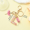Letter A~Z Transparent Glitter Resin Pendant Keychains KEYC-FZ00024-24-5