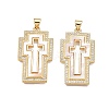 Brass Micro Pave Clear Cubic Zirconia Pendants KK-N254-195G-1