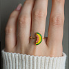 Adjustable 304 Stainless Steel Enamel Cuff Rings for Women LS-RJEW-B152-01G-01-1
