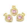 Brass Micro Pave Clear & Pink Cubic Zirconia Pendants KK-E068-VA122-2-3