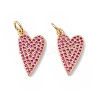 Rack Plating Brass Micro Pave Hot Pink Cubic Zirconia Pendants X-ZIRC-C040-19G-2