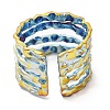 Ion Plating(IP) 304 Stainless Steel Multi Line Open Cuff Ring for Women RJEW-M149-18RC-2
