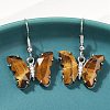 Natural Tiger Eye Brass Dangle Earrings EJEW-M081-01P-03-4